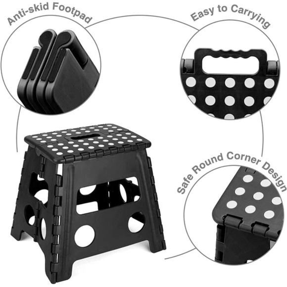 Folding Step Stool,13inch Non-Slip Foldable Stools for Kids &Adults Up to 30 LBS - Picture 2 of 5